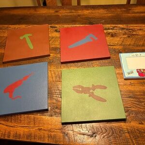 Handmade Tool Artwork  & Frame - nursery or kids bedroom